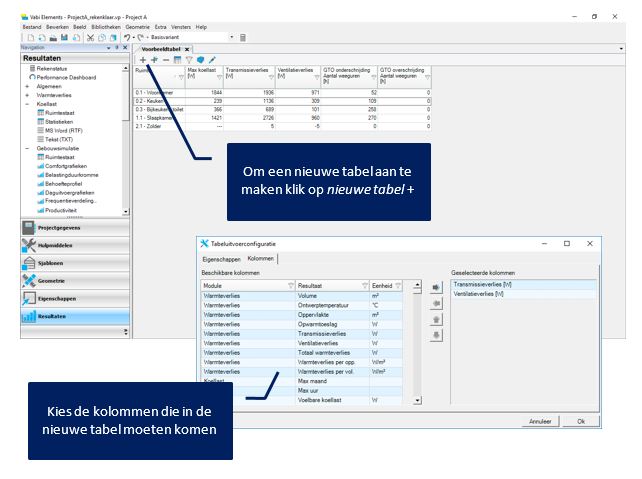 Tabellen configureren